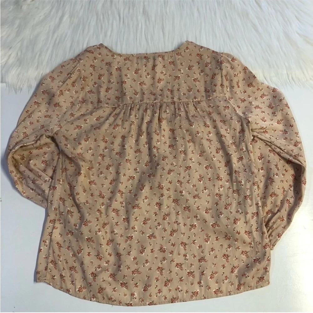 Madewell Satin Puff Sleeve Floral Print Blouse | Size Extra Extra Small